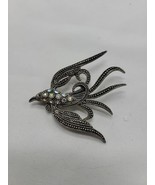 Vintage Silver Tone Bird Of Paradise Aurora Borealis Rhinestone Pin Brooch - £16.45 GBP