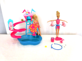 Barbie Puppy Dolphin Water Park Playset With Pool Slide + I can Splash a... - $14.85