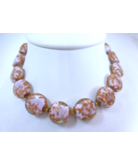 Vintage Murano Venetian Lavendar Aventurine Art Glass Bead Necklace - $52.20