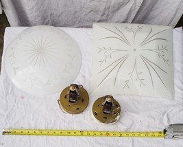 Lot of 2 Glass Lampshade Lamp Wall Chandelier Ceiling Mount Mid Century-... - $218.79