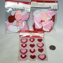 200+12 pc Heart Felt Stickers Scrapbooking 3D Valentine&#39;s Asst Sizes - £6.25 GBP