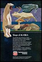 1975 Phillips 66 Shape of Alaska Vintage Print Ad Polar Bear Walrus Whale Decor - £8.19 GBP