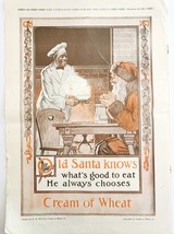 1920 Cream Of Wheat Old Santa Knows Christmas Bird Art Advertisement Cer... - $69.99