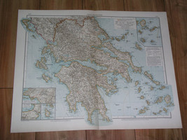 1898 Antique Map Of Kingdom Of Greece Peloponnese Attica Thessalia Epirus Athens - £21.98 GBP