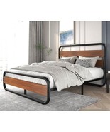 King size Heavy Duty Industrial Modern Metal Wood Platform Bed Frame wit... - $9,133.41 MXN