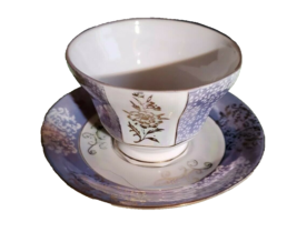 Vintage LEFTON TEA CUP CHINA hand painted lavender &amp; Blue Stamped #C-6912. - $25.07