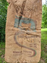 Vintage Burlap Sack Oregon Trail Nebraska Elevator Great Northern Beans - $17.79