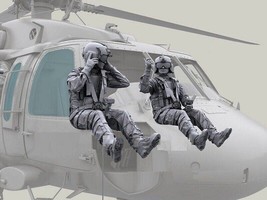 1/35 Resin Model Kit Modern Soldiers Helicopter Pilots Black Hawk Unpainted - £8.96 GBP