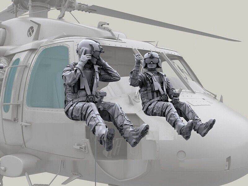 1/35 Resin Model Kit Modern Soldiers Helicopter Pilots Black Hawk Unpainted