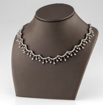 Zircon Cubique Argent Sterling Collier Bib Avec Solitaire Goutte Accents 16 &quot; - £438.92 GBP