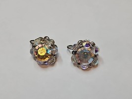 Jonne Crystal-Like Clip On Earrings, 0.75&#39;&#39; Diameter Vintage  - $9.99
