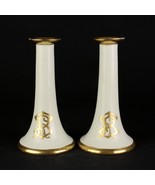 Gold Monogrammed and Cream Candlestick Set, Vintage Hutschenreuther RS 7... - £27.87 GBP
