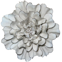 VivaTerra Ceramic Wall Flowers, 6”, Gold-rimmed White Flower    New - £16.10 GBP