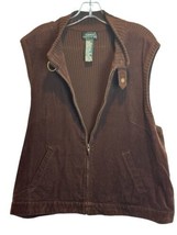 RALPH LAUREN Brown Corduroy Zipper Sweater Sleeveless Vest Women&#39;s Size ... - £19.42 GBP