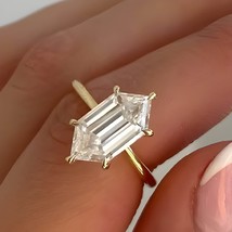 2CT Dutch Marquise Lab Diamond Engagement Ring, 14K Yellow Gold Hexagon Cut Mois - £156.12 GBP