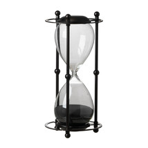 Hand-Blown Glass Hourglass in Black Stand - 1 Hour Sand Timer - £49.06 GBP