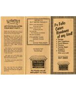 Po Folks Caters Hoedowns Menu Sea Food Chicken and So Forth 1984 - $17.82