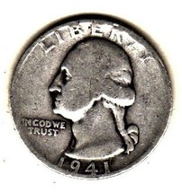 Washington Quarter Coin 1941 D - 90% Silver 25C - £2.78 GBP