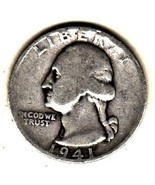 Washington Quarter Coin 1941 D - 90% Silver 25C - £2.77 GBP