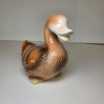 Vintage Glazed Ceramic Duck Figurine 5.5&quot; Tall Brown/Beige Animal Home D... - $466.86 MXN