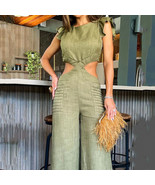 Summer Round Neck Ruffled Loose Trousers SIZE-S - $52.00