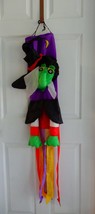 Halloween wind sock elaborate witch green face flag hanging decoration - $40.00