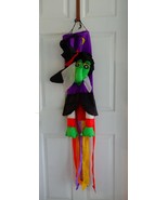 Halloween wind sock elaborate witch green face flag hanging decoration - £31.60 GBP