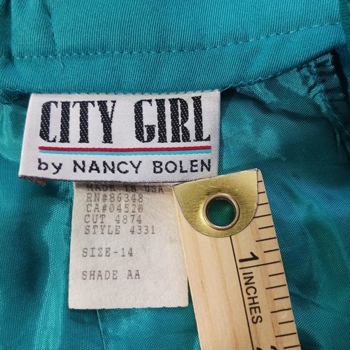 Vintage City Girl By Nancy Bolen Women's Turquoise Back Zip & Slit Skirt Size 14 Item image 4