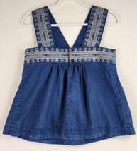 Madewell Shirt Womens 2 Blue Chambray Aztec Print Pleated Sleeveless Casual top - £17.40 GBP
