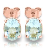 Galaxy Gold GG 14k Rose Gold Oval-shaped Aquamarine Stud Earrings - $422.60 CAD