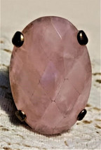 Gold Tone Large Faceted Rose Quartz Fashion Ring Size 7.75 - $69.00