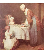 C1930-40s Linen Postcard The Blessing Chardin Louvre Unposted Paris E99A - $371.04 MXN