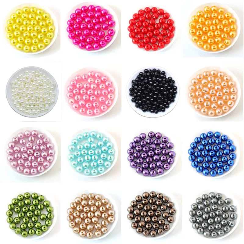50 1000pcs with hole abs imitation pearl bead 4 6 8 10 12mm round plastic acrylic thumb155 crop