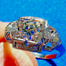Earth mined Diamond Art Deco Engagement Ring Vintage Platinum Solitaire ... - $4,553.01