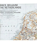 1960 France Belgium Netherlands Map National Geographic Europe 24.5 x 19... - €17,16 EUR
