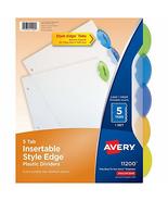 Avery Insertable Style Edge Plastic Dividers for 3 Ring Binders, 5-Tab S... - $5.89