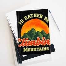 Mountains Journal, 5&quot; x 7&quot;, Blank Book, Travel Diary, Climber Gift, Yellow Sun - £21.40 GBP