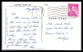 1960 Pennsylvania Postcard - Pocono Manor To Grand Rapids, Mi P13 - £2.33 GBP