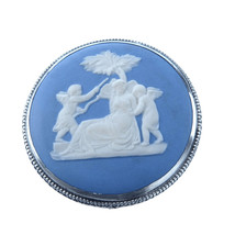 Large Sterling Jasperware Porcelain brooch pin - $93.56