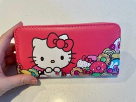 Hello Kitty Large Zipper Wallet Portfolio Pocketbook Sweets Cafe Style - £22.41 GBP