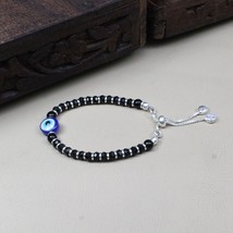 Beautiful Real Silver Nazariya with Evil Eye Black Blue eye Baby Bracelet - £22.83 GBP