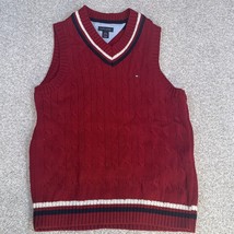 TOMMY HILFIGER Boys Red Sweater Vest Tank Top Small (8/10) 100% Cotton - $24.99