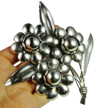 1940s Bouquet BIG FLOWER BROOCH Sterling HANDMADE Make OffER!!! - $571.04