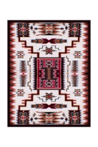 Large Navajo Southwestern Area Rug Red Black White Rustic Cozy Cabin Lodge Decor - £66.71 GBP