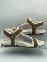 Vionic Womens Viva Faux Fur Size 9 Sandals Cognac Brown Leather Straps - $16.82