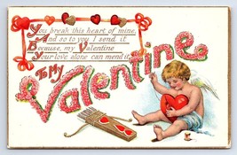 Postcard To My Valentine Cherub Mending Heart Valentine&#39;s Day c.1913 - £4.98 GBP