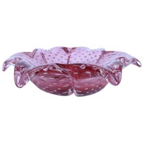 1950&#39;s Murano Star Shaped Cranberry Bowl with Controlled Bubbles - £59.28 GBP