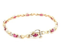 10K Yellow Gold Ruby and Diamond Tennis Bracelet 6.0g - $1,006.25 CAD