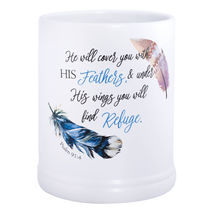 Refuge Under His Wings Feathers Psalm Candle Jar Holder - £34.09 GBP
