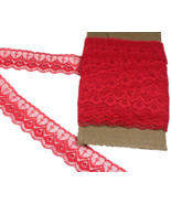 Lace Trim 13 Yards 1.2” Red Floral Scalloped - 38B - $10.00
